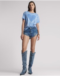 ONE TEASPOON - Sailors Low Waist Denim Shorts - Rosewood