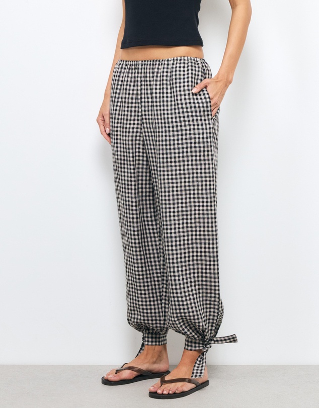 AERE - Gingham Linen Balloon Pants