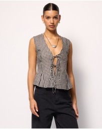 AERE - Linen Tie Front Top