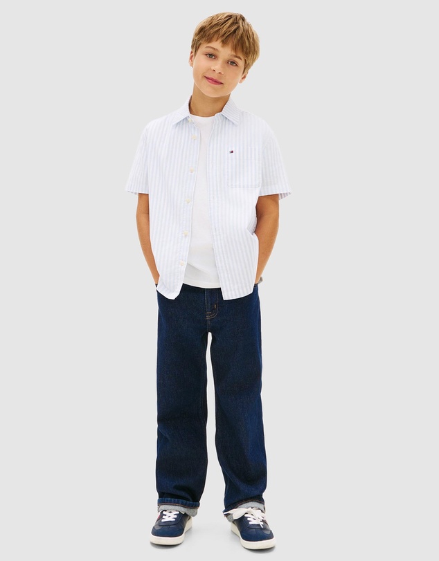 Tommy Hilfiger - Ithaca Stripe Short Sleeve Oxford Shirt - Teens