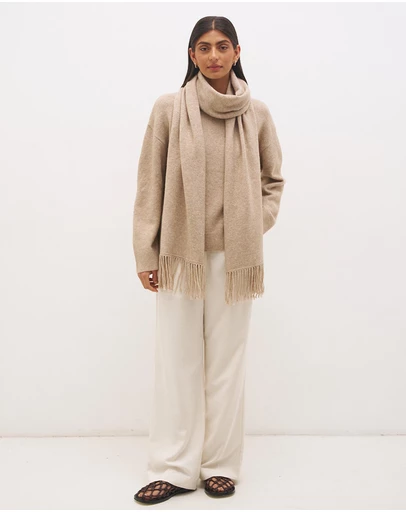 MON RENN - Detachable Scarf Knit Jumper