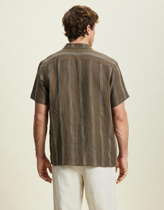 AERE - Linen Stripe Camp Collar Shirt