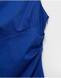 M.N.G - Linen Cotton Blend Draped Dress