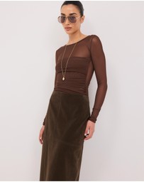 Calli - Maslow Faux Suede Midi Skirt