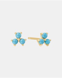 Ania Haie - Ania Haie Gold Lab Created Turquoise Lotus Stud Earrings