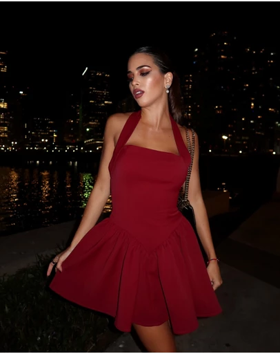 Heiress Beverly Hills - Halter Contour A-Line Mini Dress