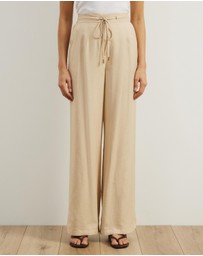 Atmos&Here - Dusk Tie Waist Linen Blend Pants