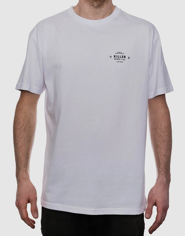Killer Speed Co. - Killer Speed Co. Men Lockup Cotton Tshirt Relaxed Fit Crew Neck White