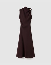 M.N.G - Dress With Asymmetrical Neck And Metallic Detail