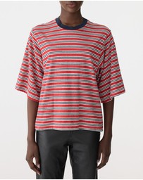Bassike - Stripe Quarter Sleeve T-Shirt