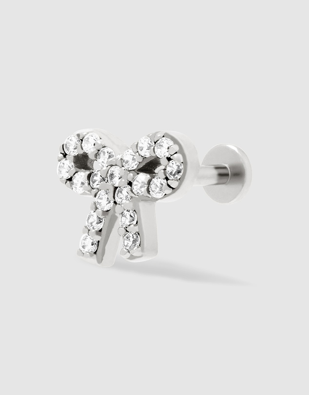 Wanderlust + Co - Bow Pave Flat Back Earring
