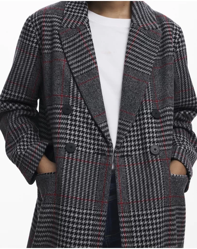 Desigual - Tartan coat removable hood