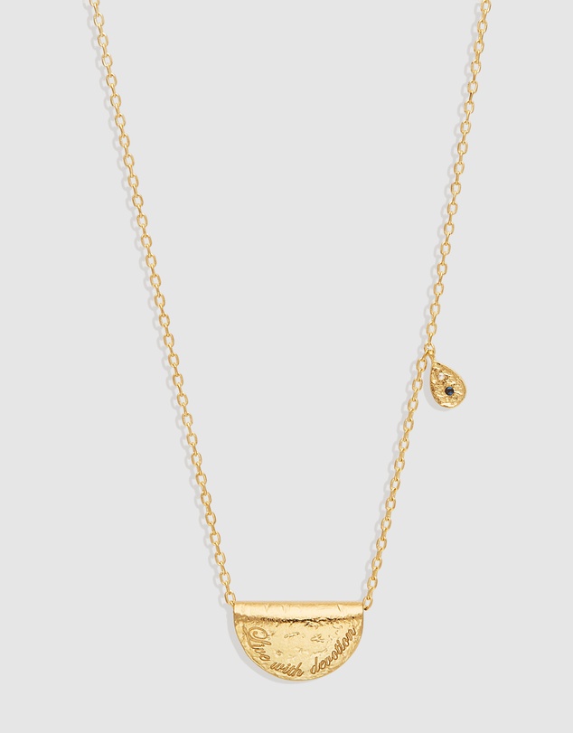 By Charlotte - Lotus Birthstone Necklace - September - Sapphire