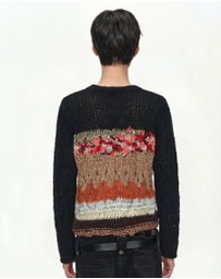 Andersson Bell - Black Hand-Crocheted Crew-Neck Sweater