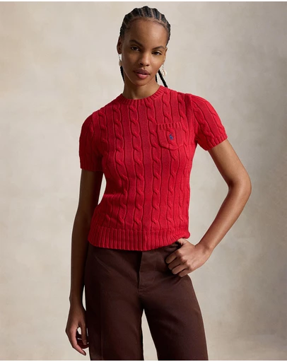 Polo Ralph Lauren - Cable-Knit Cotton Short-Sleeve Sweater - The ICONIC Exclusive