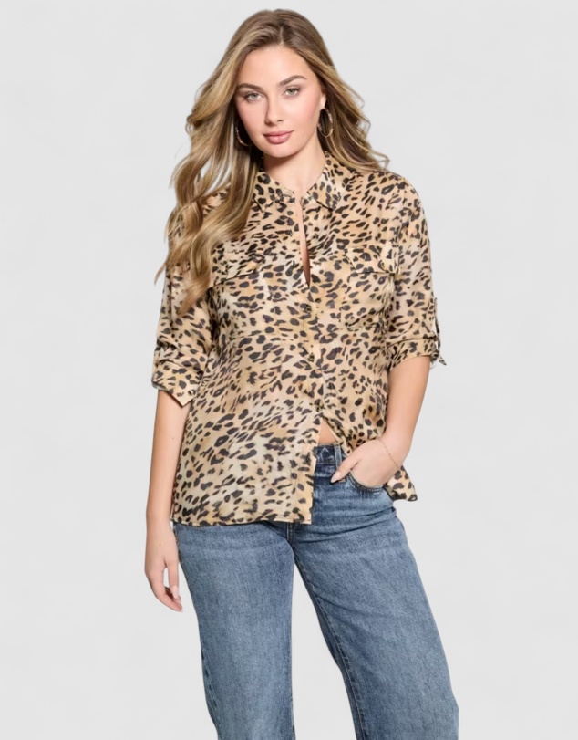 GUESS - Cheetah Print Enora Equipment Shirt