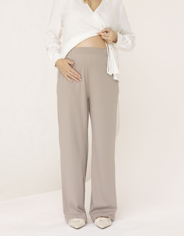 Angel Maternity - Miya Maternity High Waist Multi-Function Pants in Stone Grey