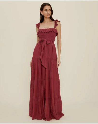 The Fated - Luca Flutter Sleeve Maxi Dress