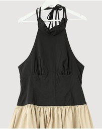 Revibe - Repaired Shona Joy Campbell Contrast Halter Neck Midi Dress - AU 14