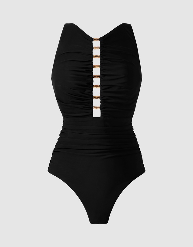 Miraclesuit Swimwear  - Razzle Dazzle Swizzle Underwire High Neck Swimsuit with Beads
