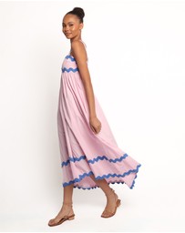 Petal & Pup - Fitzgerald Maxi Dress - Pink/Blue Trim