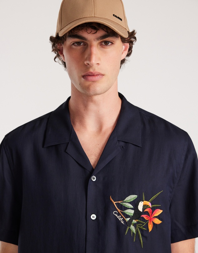Calibre - Toucan Embroidery Short Sleeve Shirt Navy