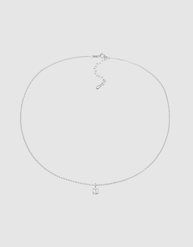 Elli Jewelry - Zirconia Solitaire Choker Necklace in 925 Silver