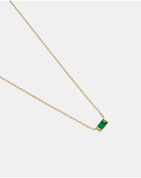 Kirstin Ash - Baguette Birthstone Necklace May Green Onyx