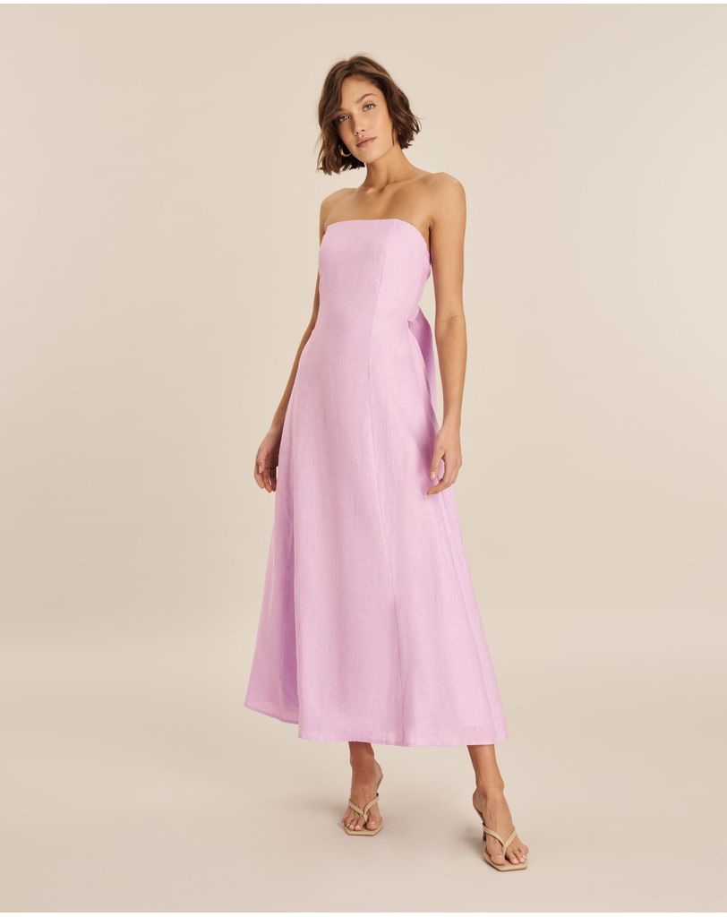 Florence Linen Strapless Maxi Dress by AERE Online | THE ICONIC | Australia
