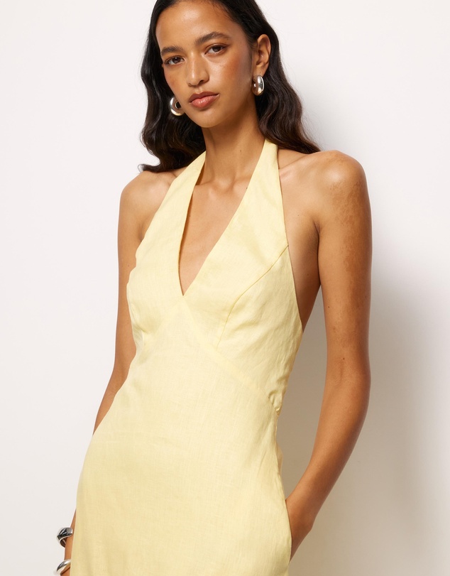AERE - Brisa Halter Linen Slip Dress