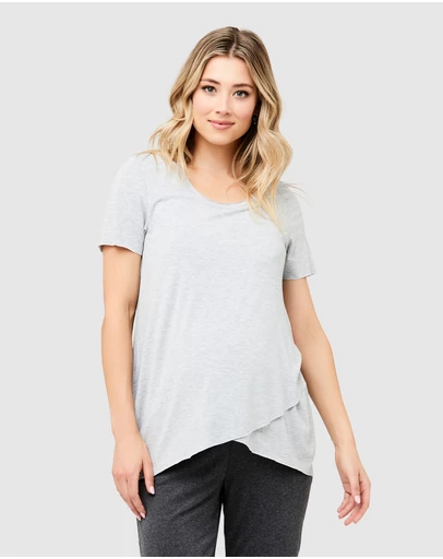 Ripe Maternity - Short Sleeve Raw Edge Nursing Top