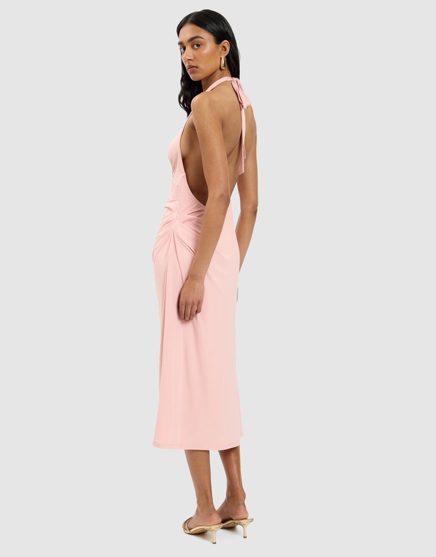 With Harper Lu - Pleated Backless Halter Dress