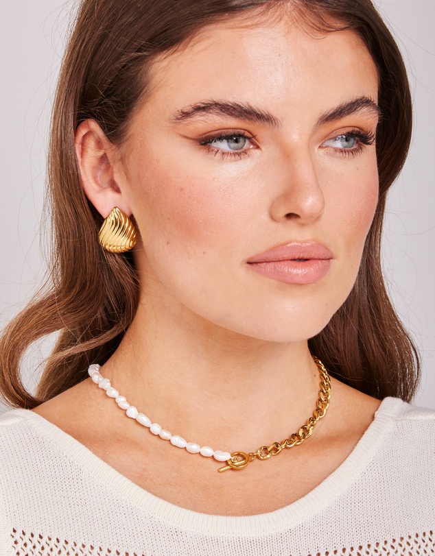 Zoe Olivia - Waterproof Freshwater Pearl Half Chain FOB Necklace