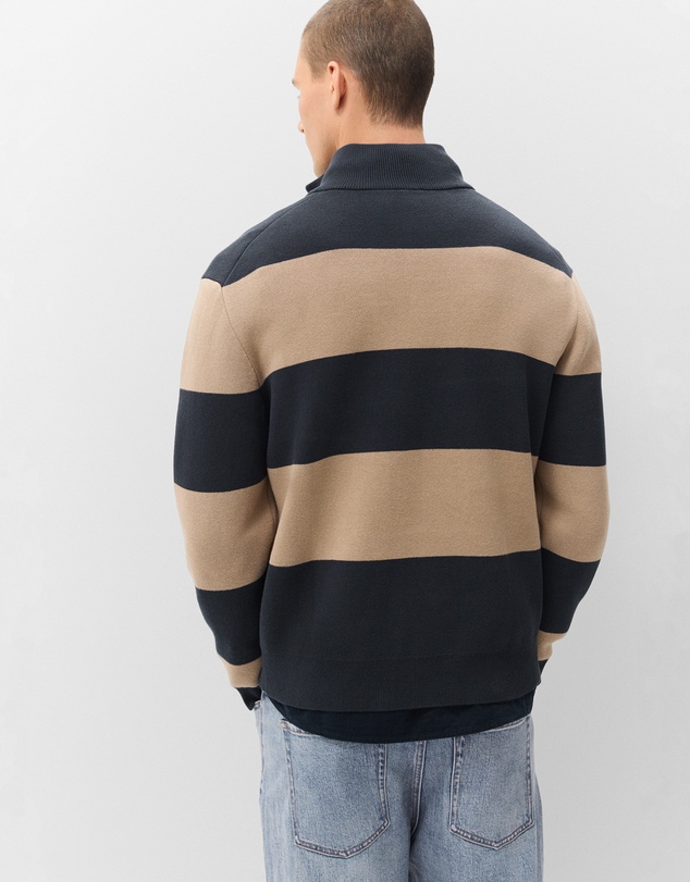 UNISON - Block Stripe Half Zip Knit