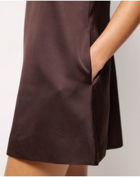AERE - Nori Satin Shift Mini Dress