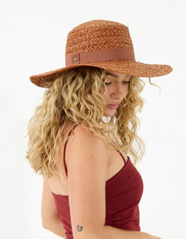 Morgan & Taylor - Catalina Braided Raffia Boater in Tan Brown