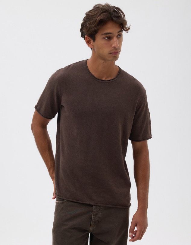 AERE - Linen Blend Rolled Hem Tee