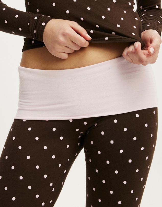 Cotton On Body - Airy Soft Lounge Henley Top Roll Waist Pants Set