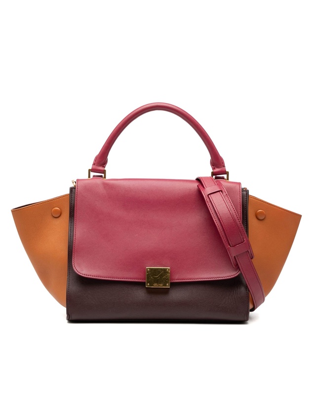 CELINE - Pre-Loved Small Tricolor Leather Trapeze Satchel