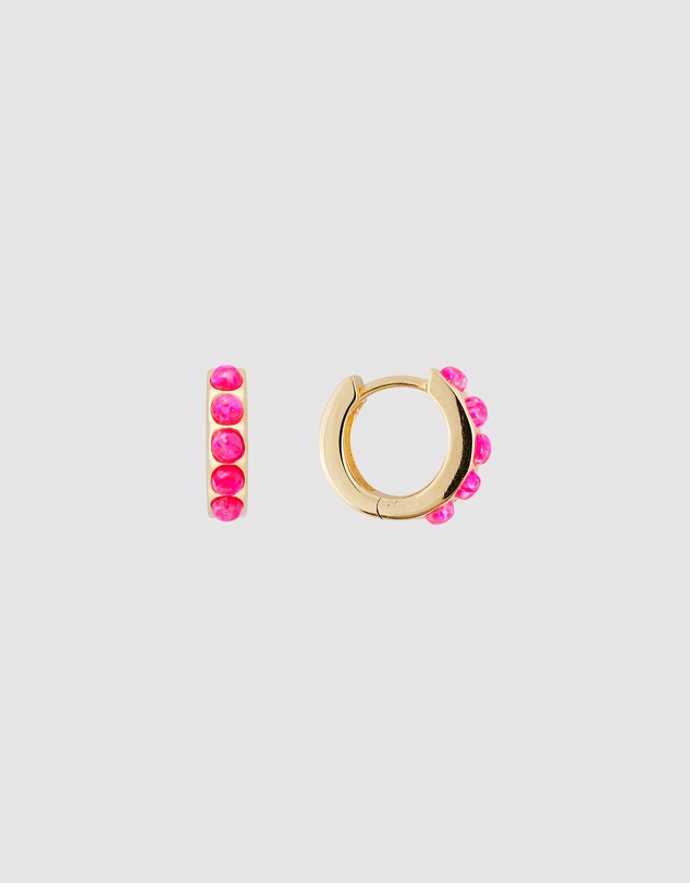 FAIRLEY - Hot Pink Opal Crystal Huggies