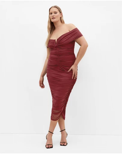 City Chic - Isabell Ruched Midi Skirt