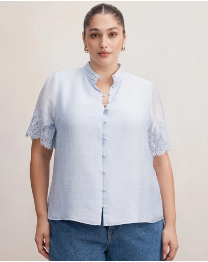 Forever New Curve - Ana Curve Lace Detail Blouse