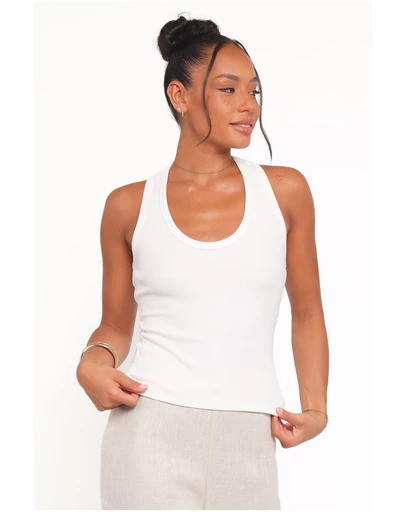 Petal & Pup - Miles Racerback Rib Knit Tank Top - White