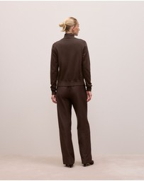 Trenery - Merino Classic Crew Cardigan in Coffee Bean