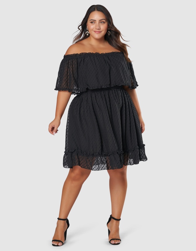 Pink Dusk by Curve Project - Sensual Off Shoulder Midi Dress