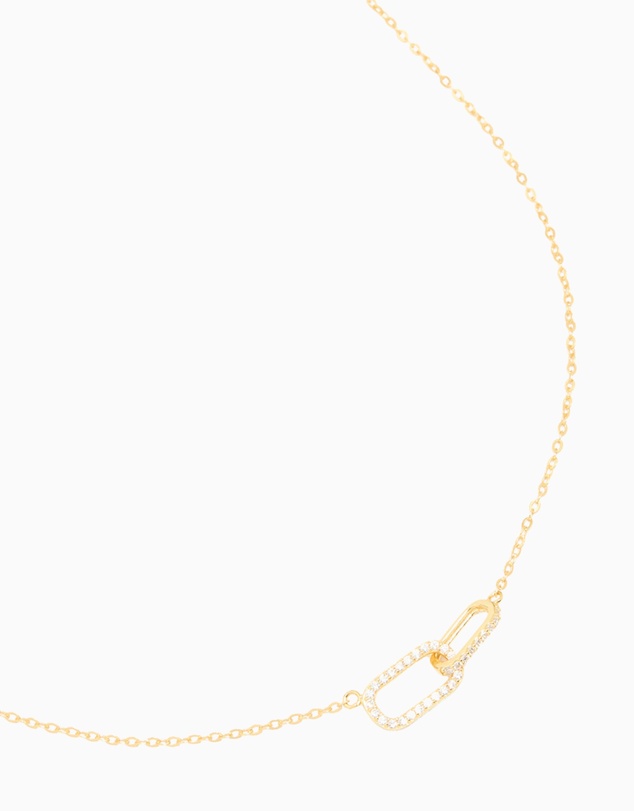 Lovisa - Gold Plated Sterling Silver Cubic Zirconia Oval Link Necklace