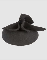 Max Alexander - Winter Black Felt Pillbox with Bow