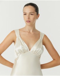 Third Form - Satin Gather Bra Bias Slip Dress