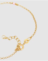 Elli Jewelry - Bracelet Coin Sun Vintage Trend Adjustable with Pink Quartz in 925 Sterling Silver Gold Plated