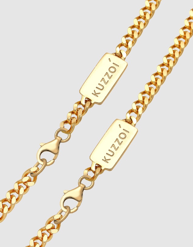 Kuzzoi - ICONIC EXCLUSIVE - Curb Chain Necklace and Bracelet Set in Gold-Plated 925 Sterling Silver